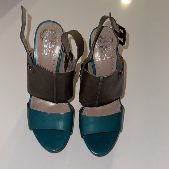 Vince Camuto *Persh* brown peacock berry leather platform 70s style sandals 7 37 - Picture 9 of 12